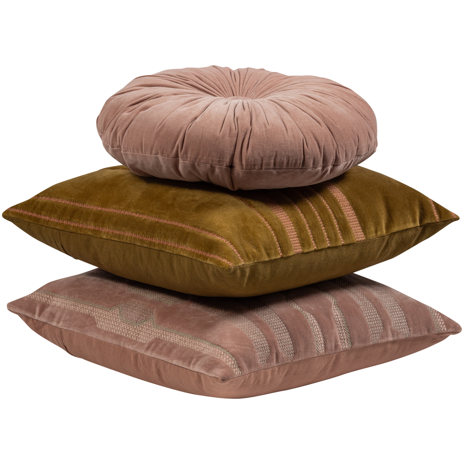 Woood | Kussens Feis velvet roze/naturel - set van 3