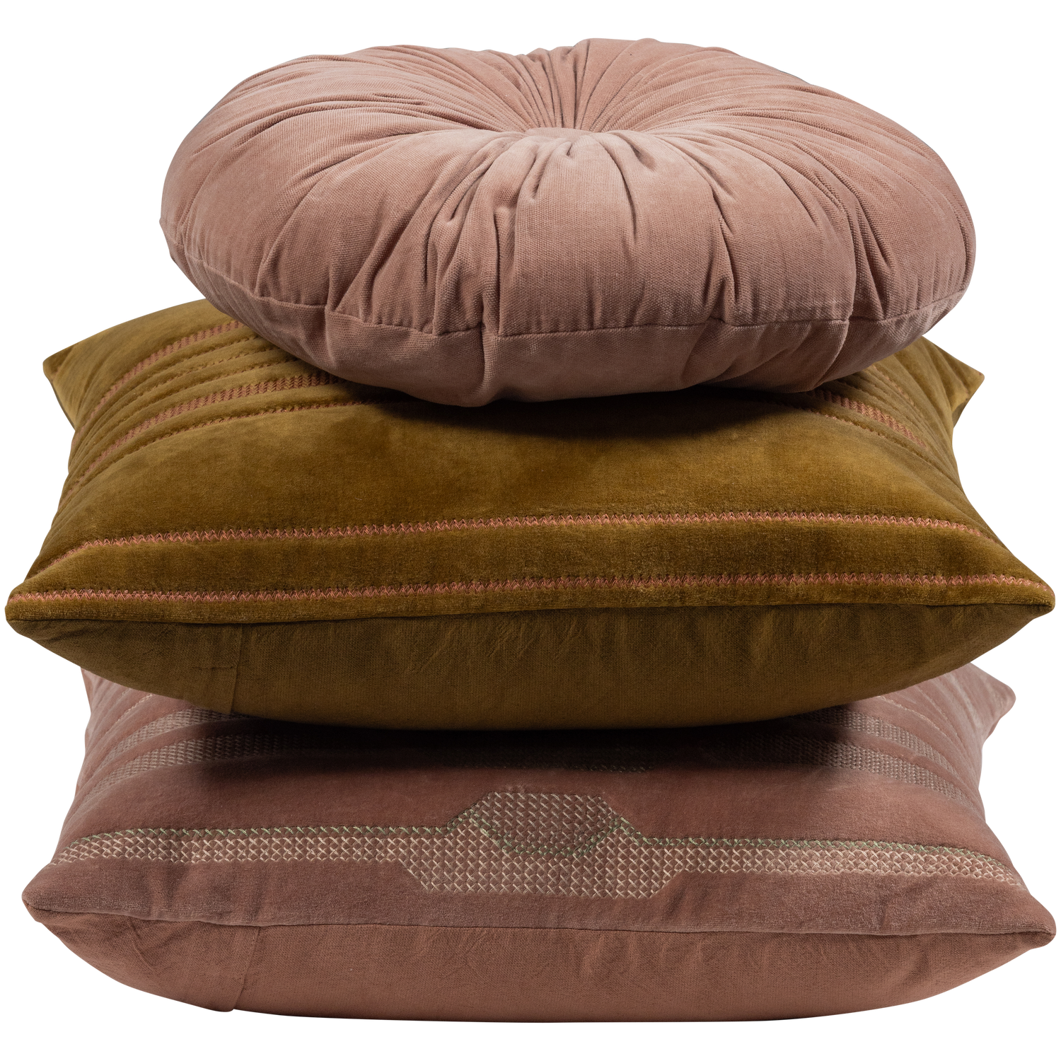 Woood | Kussens Feis velvet roze/naturel - set van 3