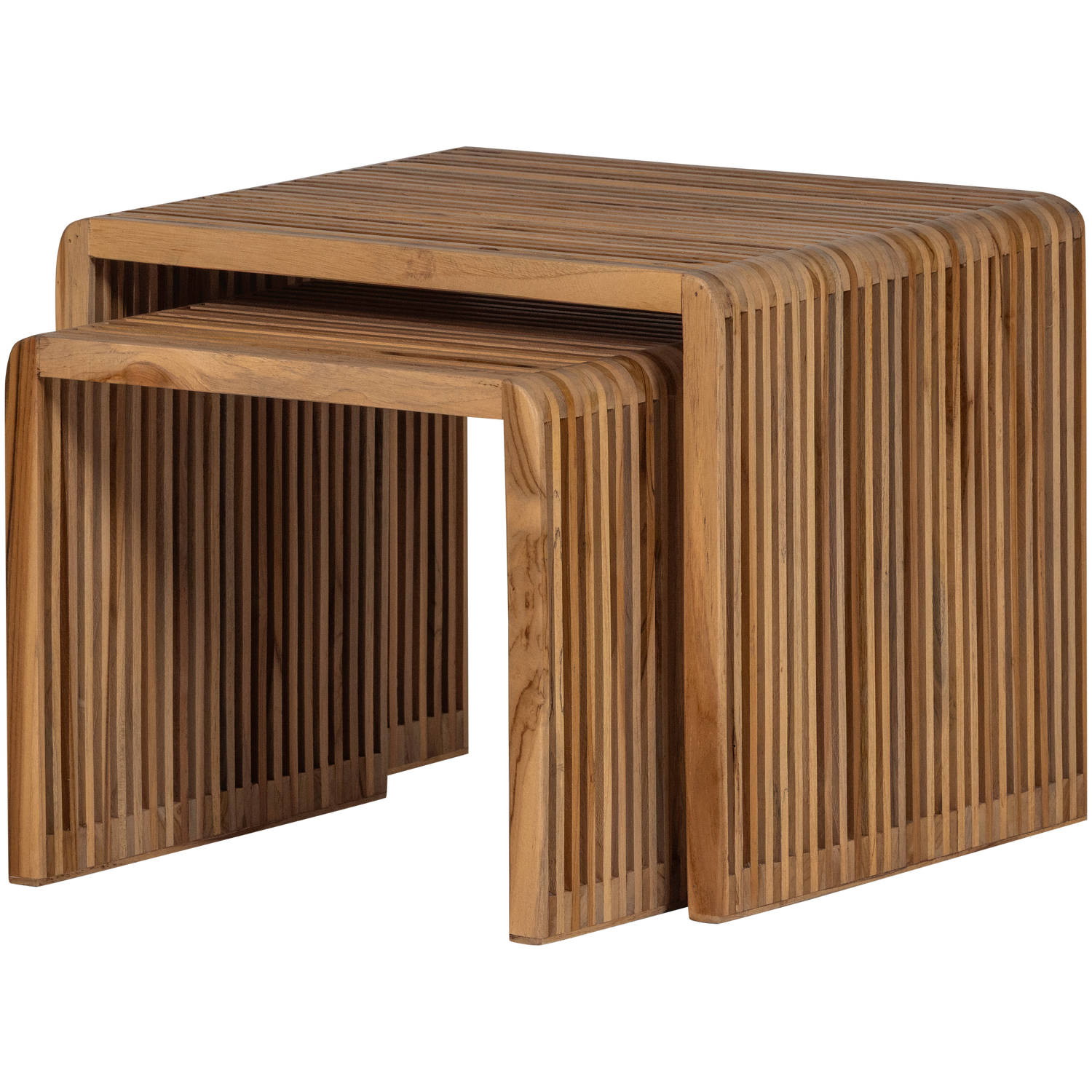 Woood | Bijzettafel Jasmijn recycled teak naturel set van 2