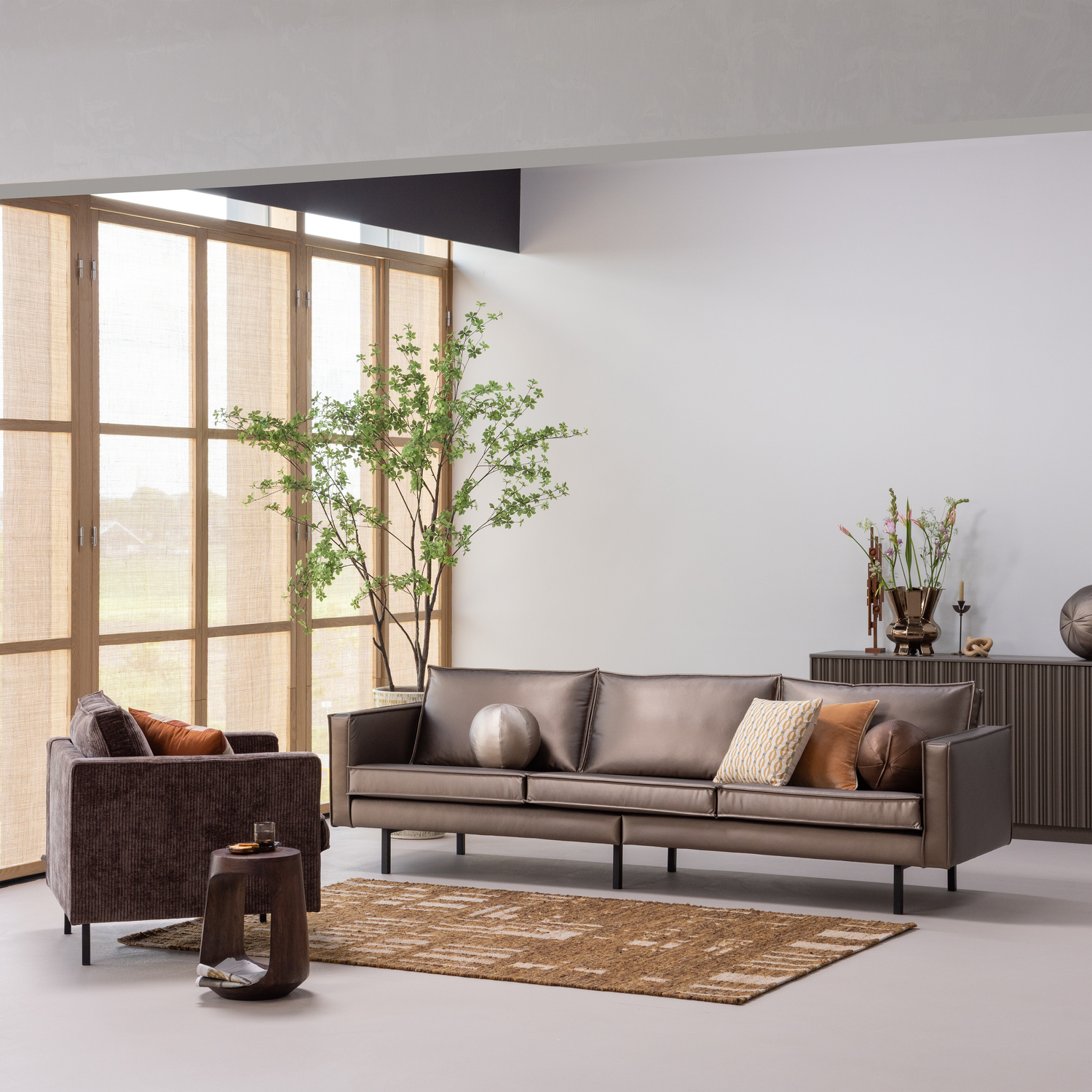 Woood | Vloerkleed Ian wol/katoen bruin