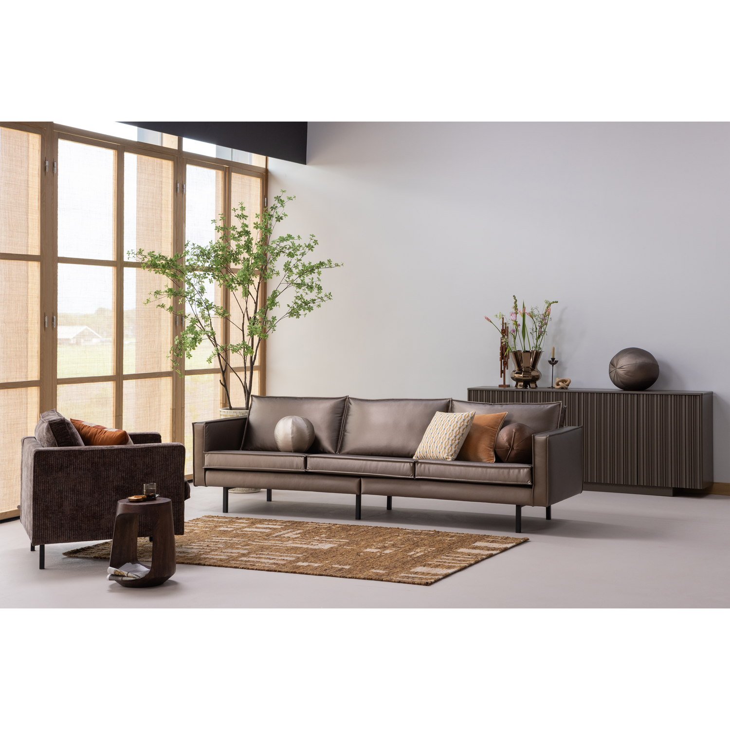 Woood | Vloerkleed Ian wol/katoen bruin