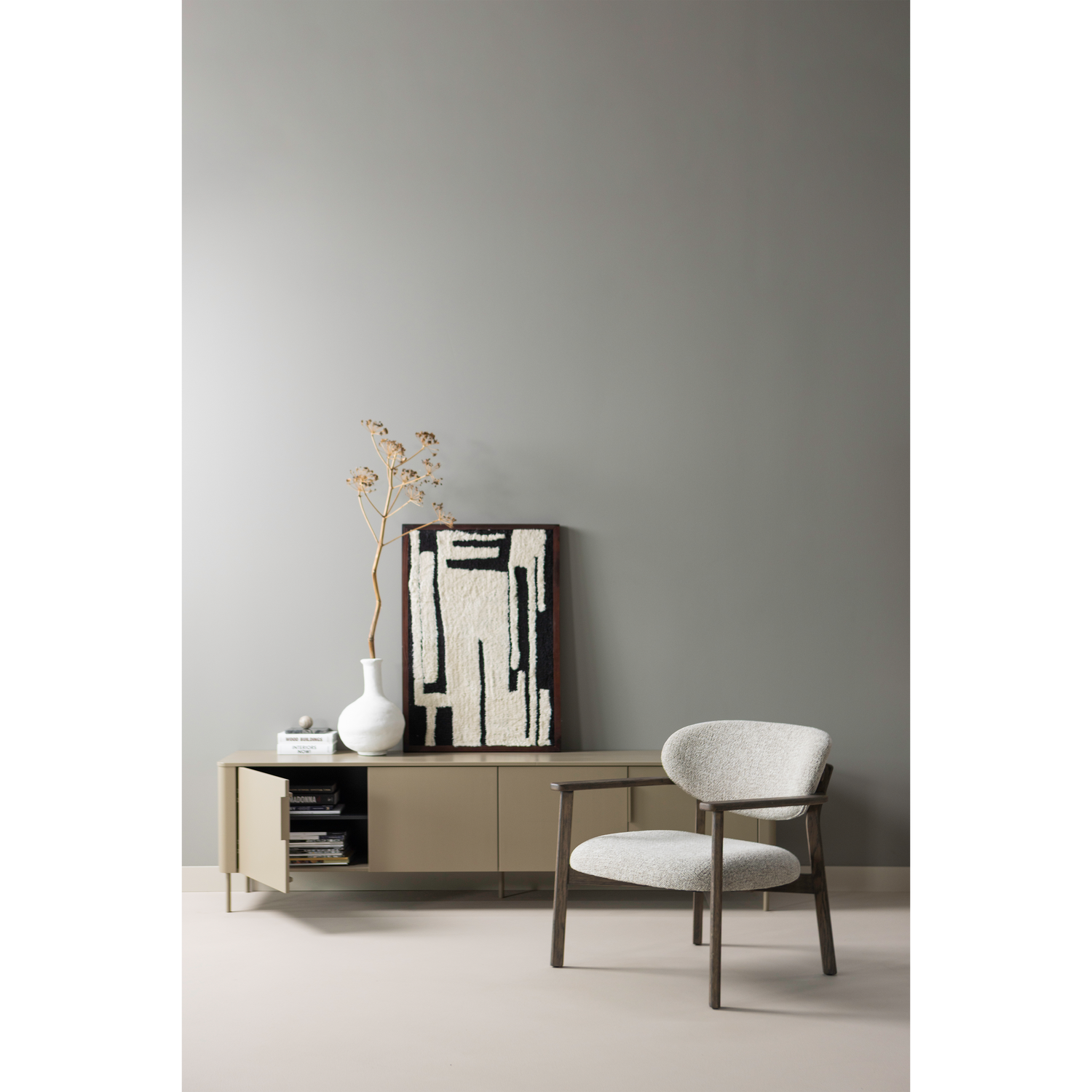 Woood | Fauteuil Udar naturel met houten frame bruin