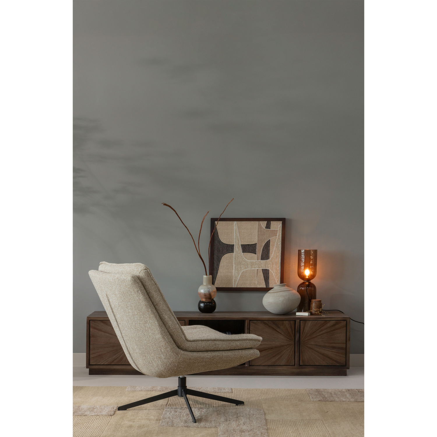 Woood | Draaifauteuil Milaro naturel melange