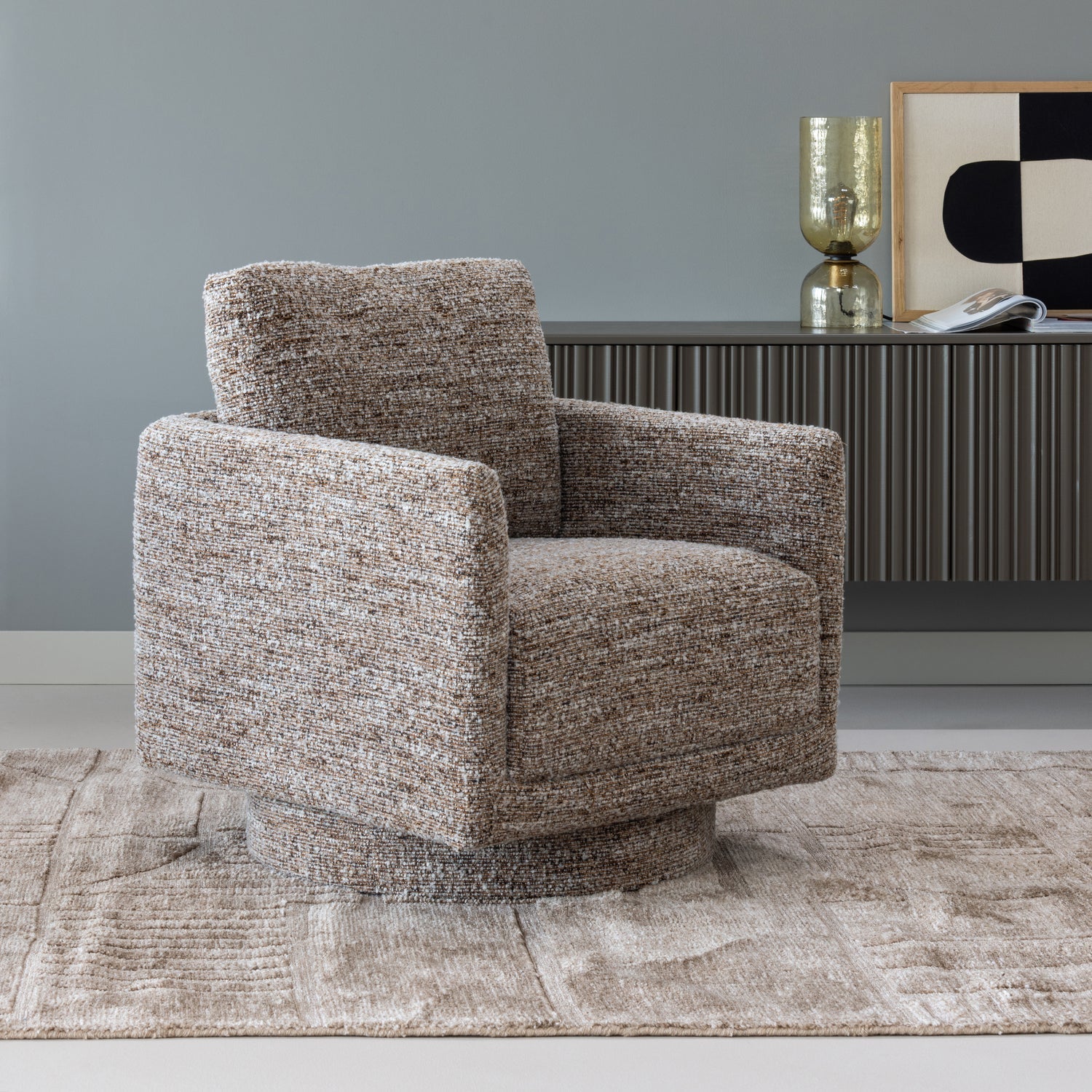 Woood | Draaifauteuil Oska bruin melange