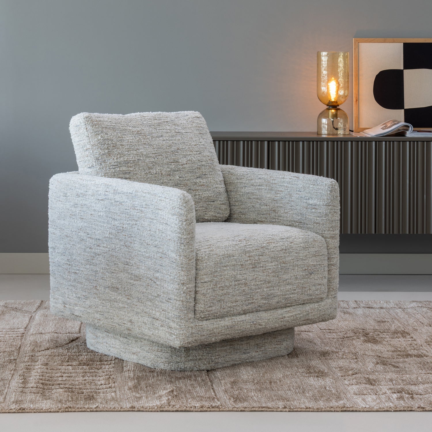 Woood | Draaifauteuil Oska naturel melange