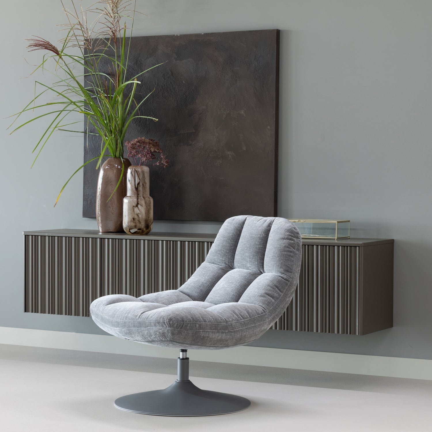 Woood | Draaifauteuil Elvi Chenille lichtgrijs