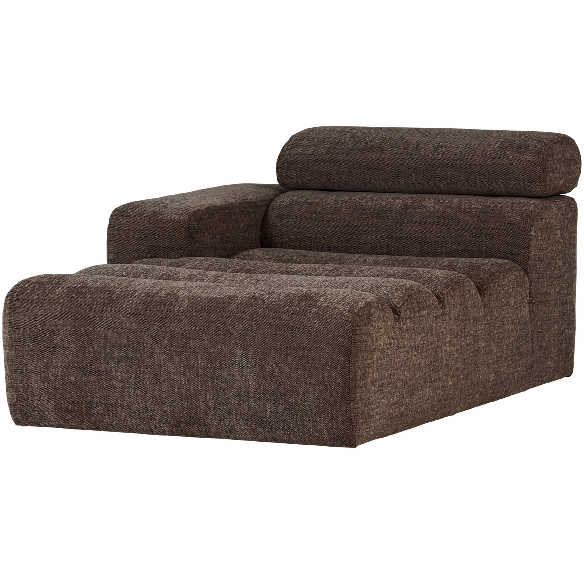 Woood | Chaise longue Novi element arm links donkerbuin melange