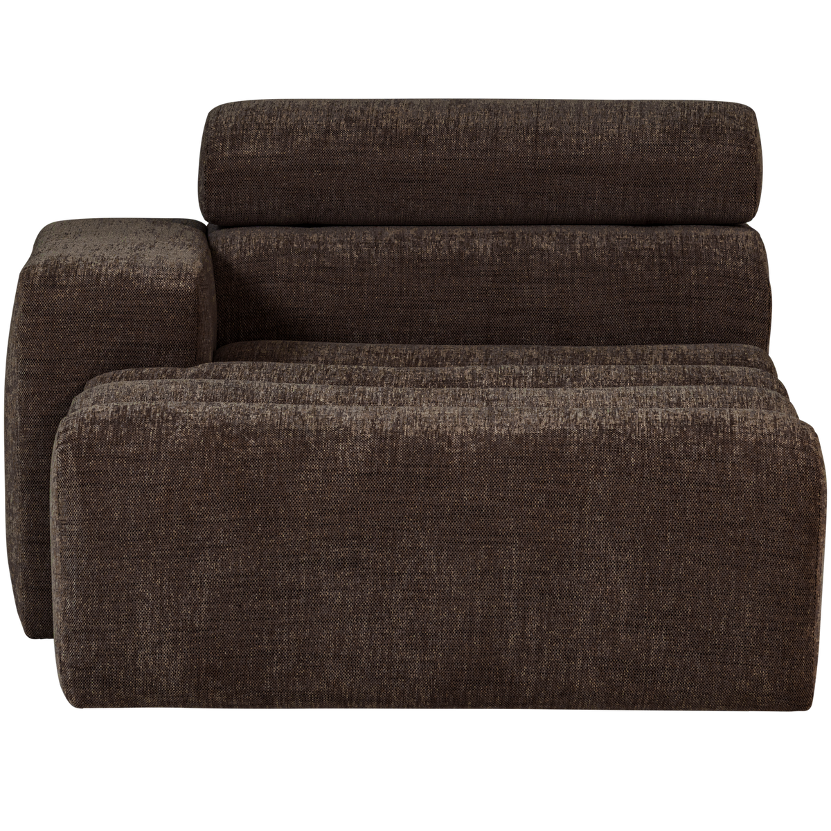 Woood | Chaise longue Novi element arm links donkerbuin melange