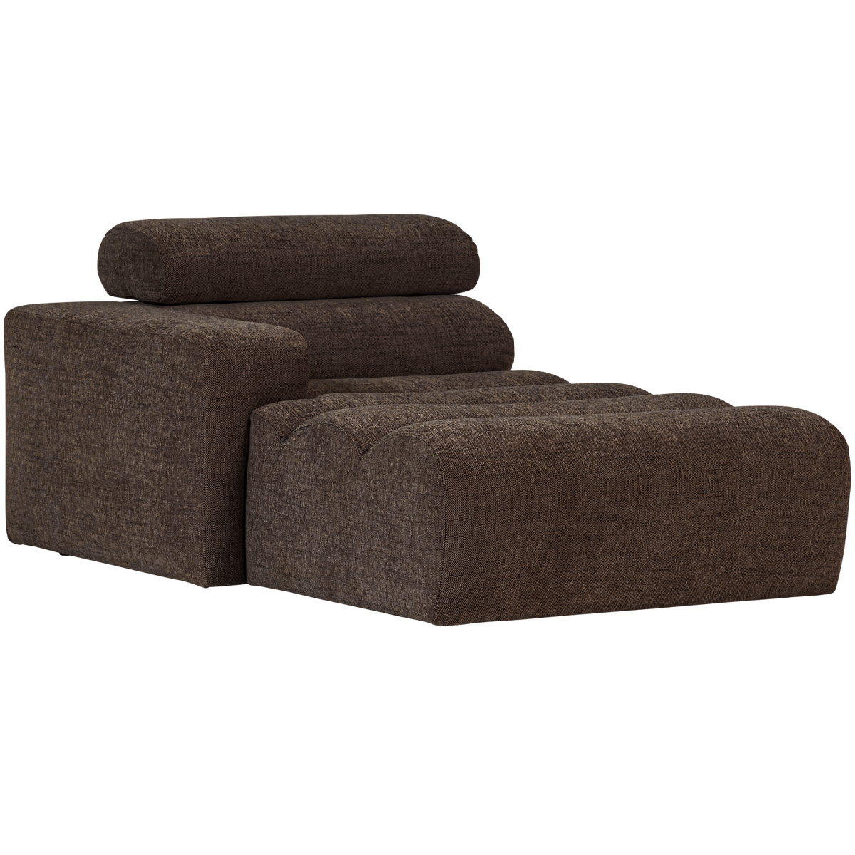 Woood | Chaise longue Novi element arm links donkerbuin melange