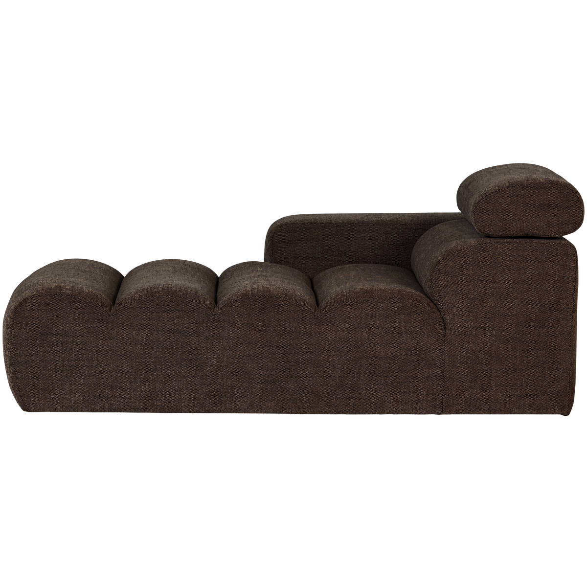 Woood | Chaise longue Novi element arm links donkerbuin melange