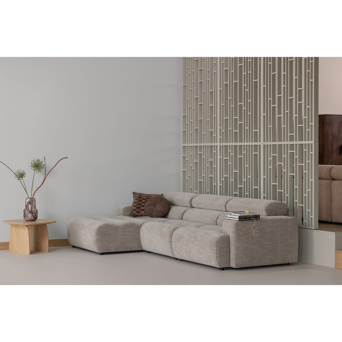 Woood | Chaise longue Novi element arm links naturel melange