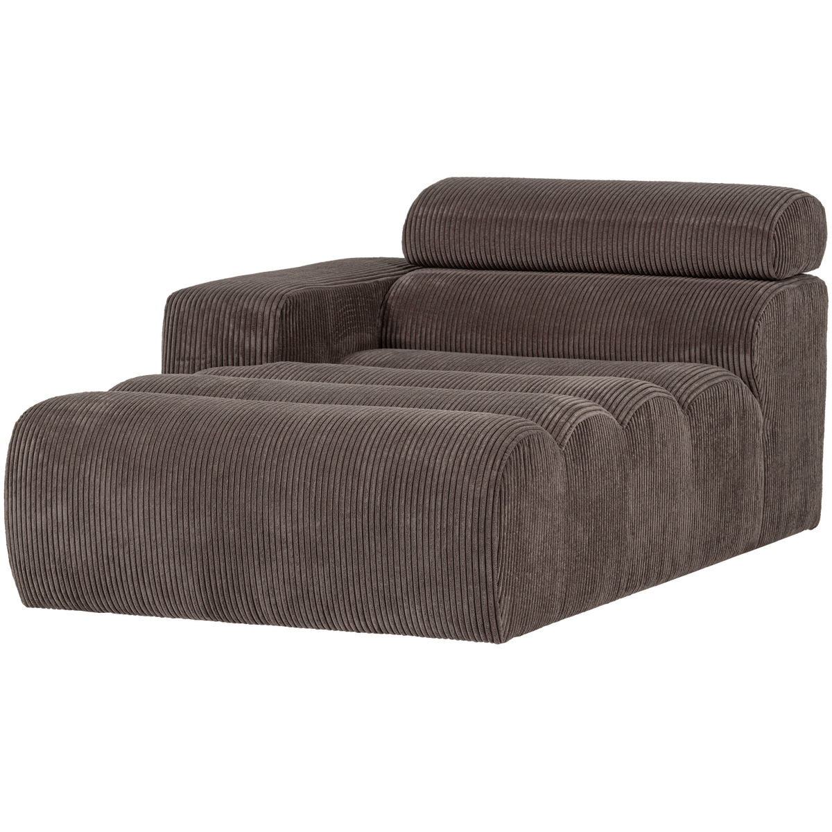 Woood | Chaise longue Novi element arm links ribstof grijsbruin