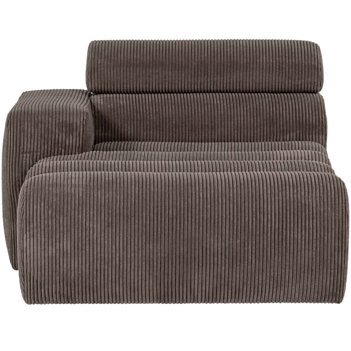Woood | Chaise longue Novi element arm links ribstof grijsbruin