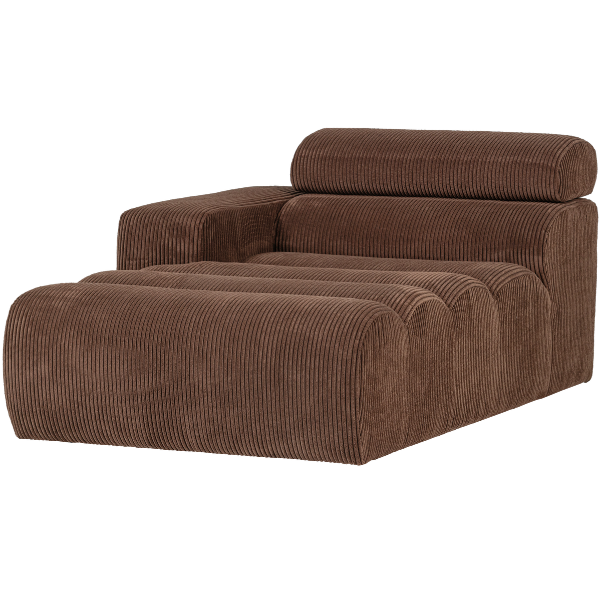 Woood | Chaise longue Novi element arm links ribstof mokkabruin