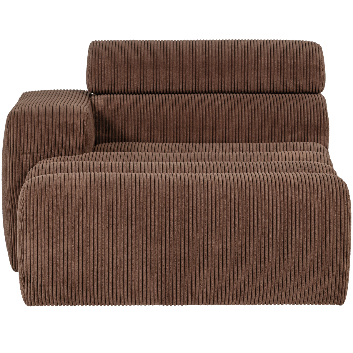 Woood | Chaise longue Novi element arm links ribstof mokkabruin