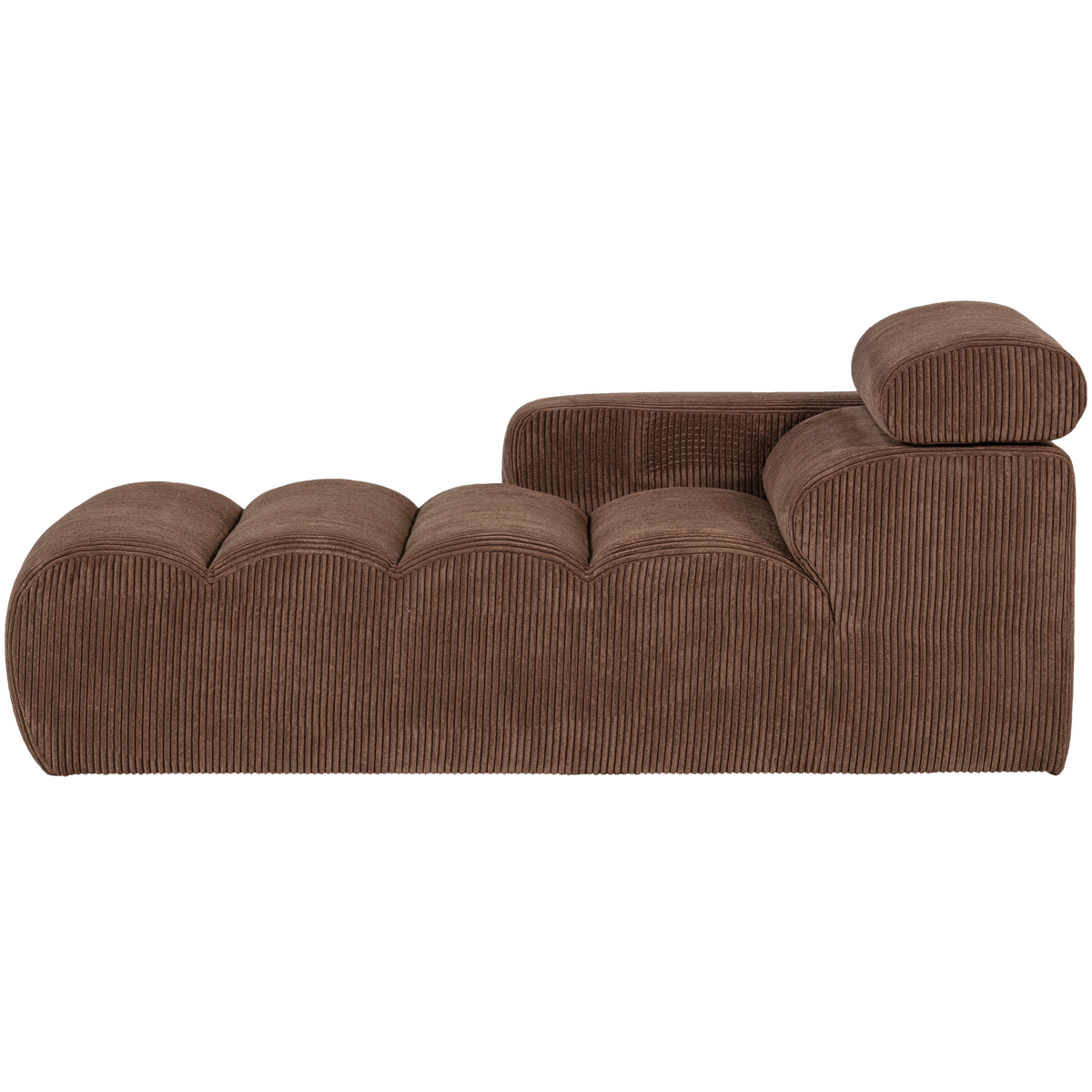 Woood | Chaise longue Novi element arm links ribstof mokkabruin