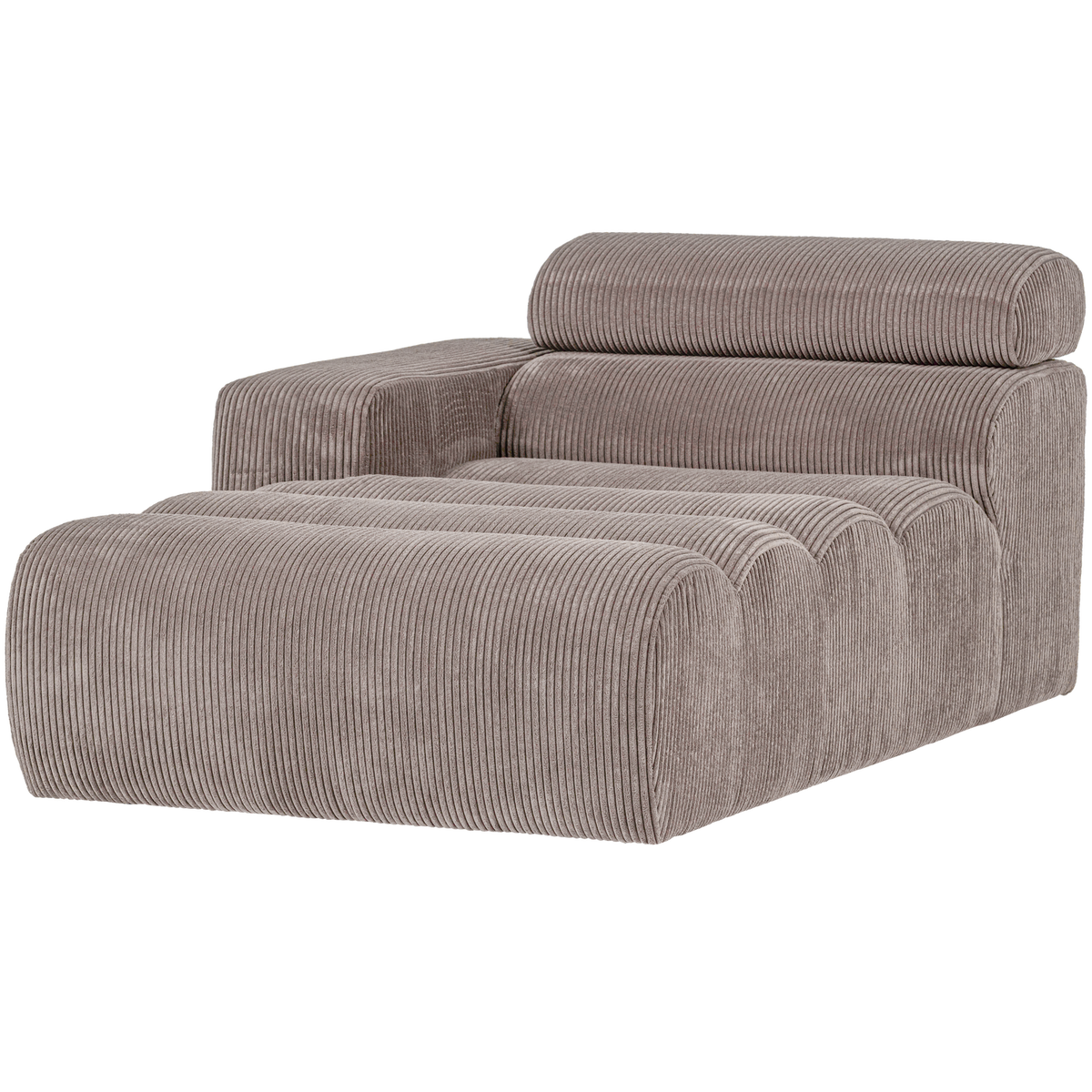 Woood | Chaise longue Novi element arm links ribstof zand