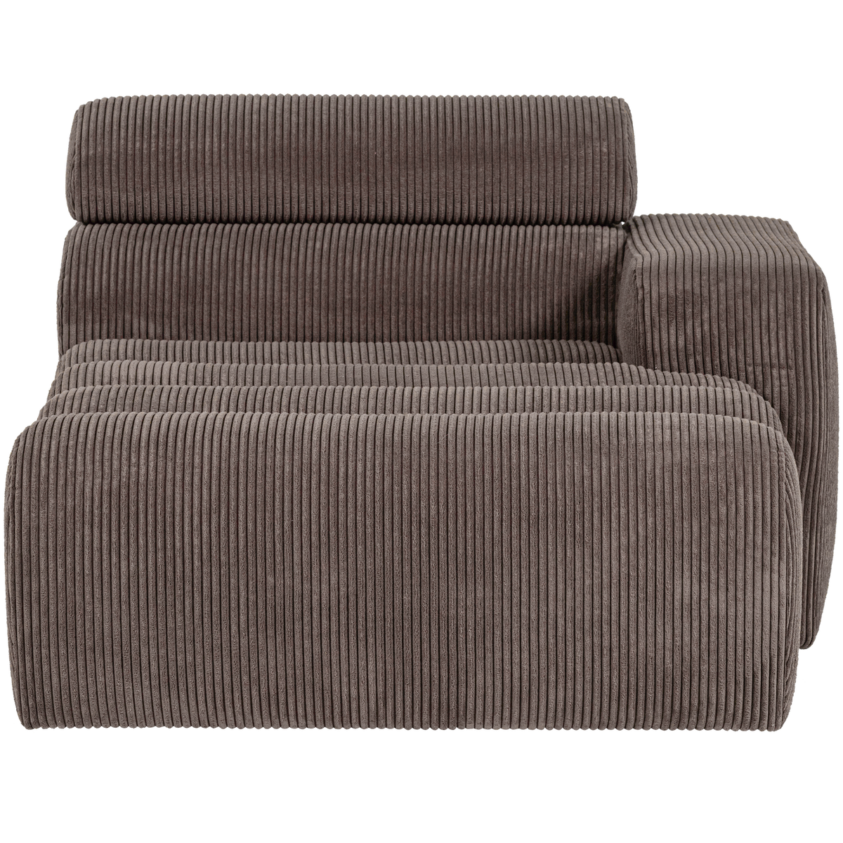 Woood | Chaise longue Novi element arm rechts ribstof grijsbruin