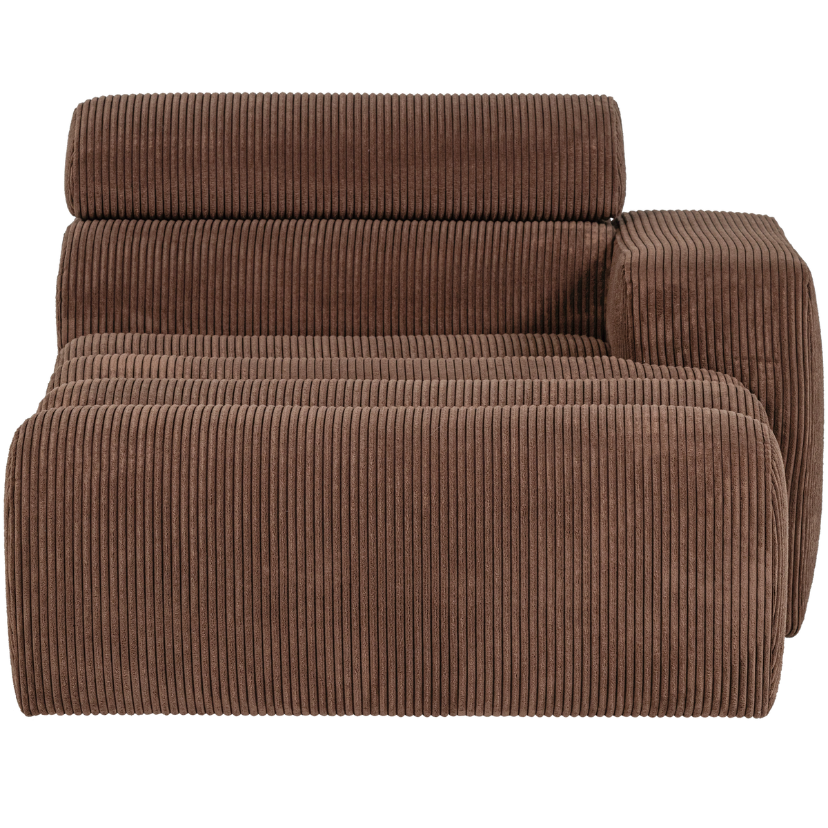 Woood | Chaise longue Novi element arm rechts ribstof mokkabruin