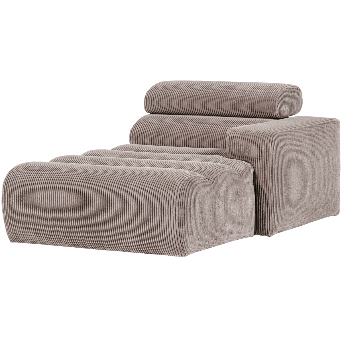 Woood | Chaise longue Novi element arm rechts ribstof zand