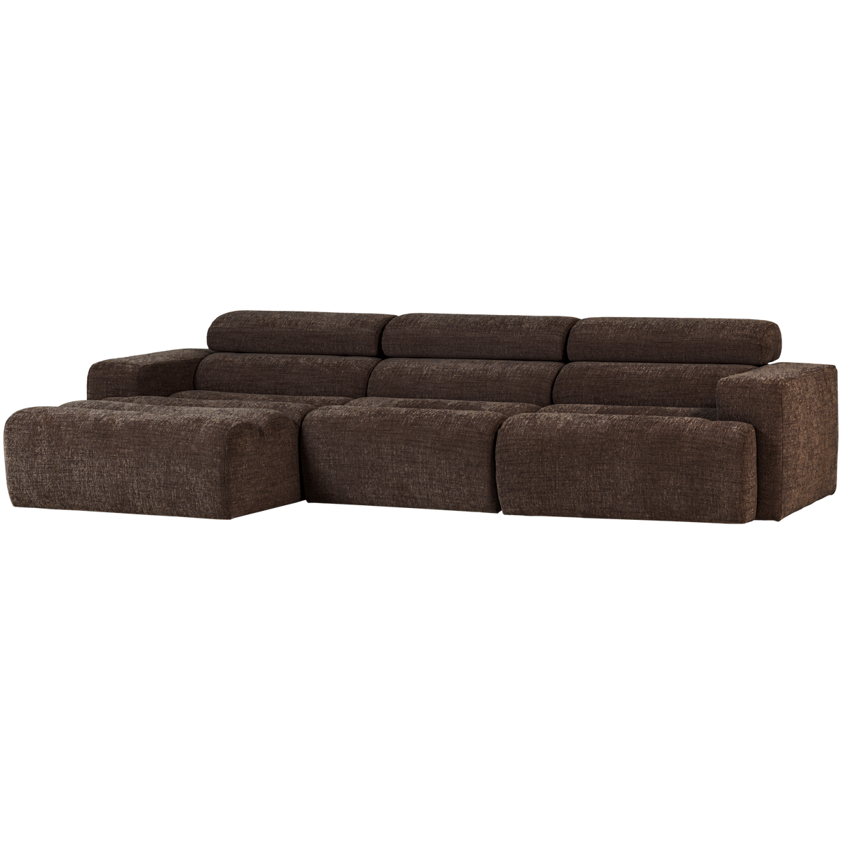 Woood | Chaise longue Novi links donkerbruin melange