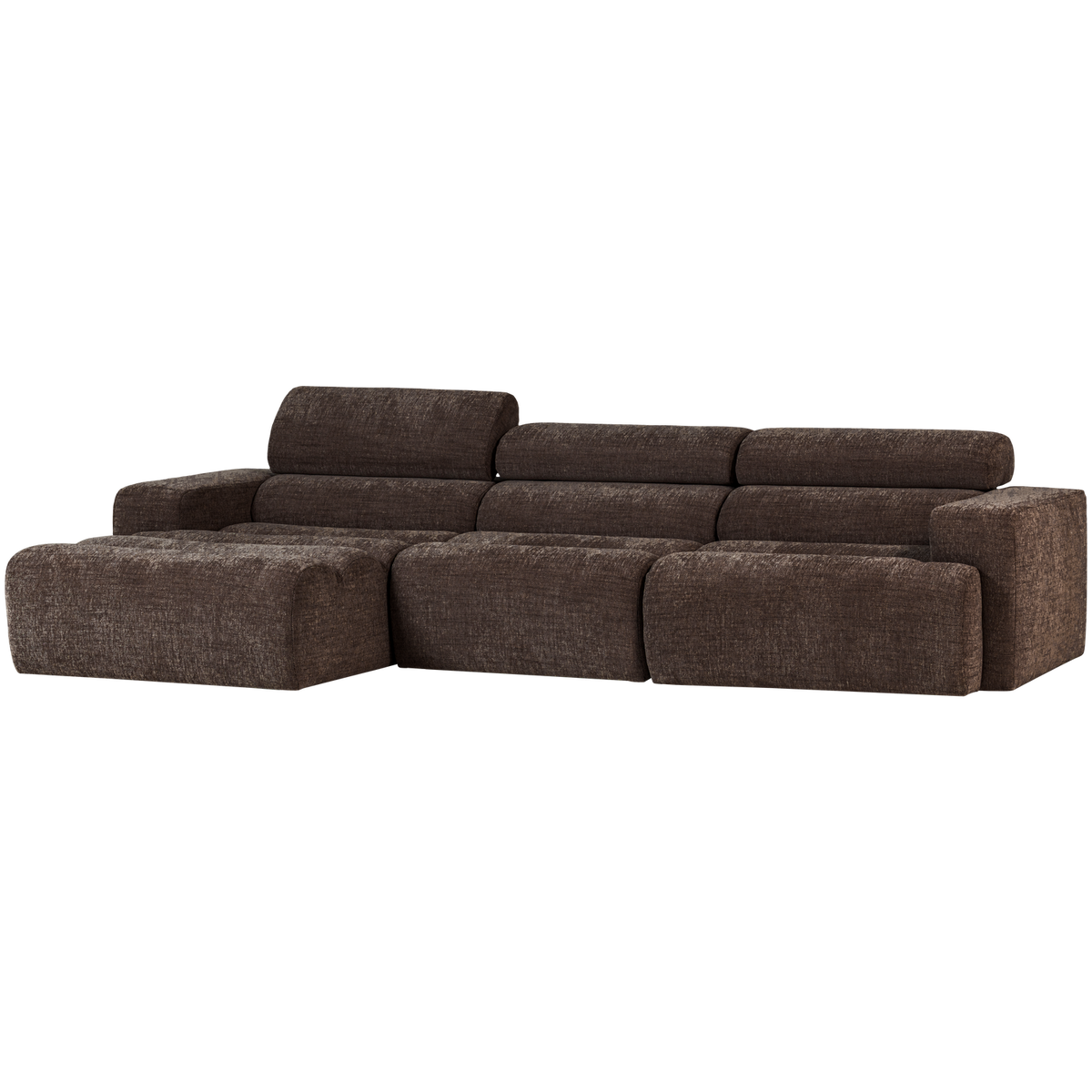 Woood | Chaise longue Novi links donkerbruin melange