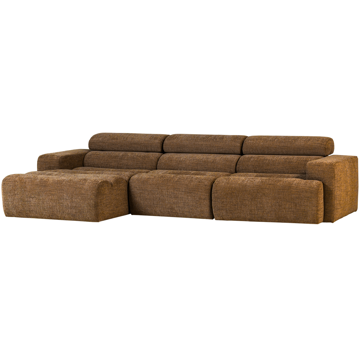 Woood | Chaise longue Novi links karamelbruin melange