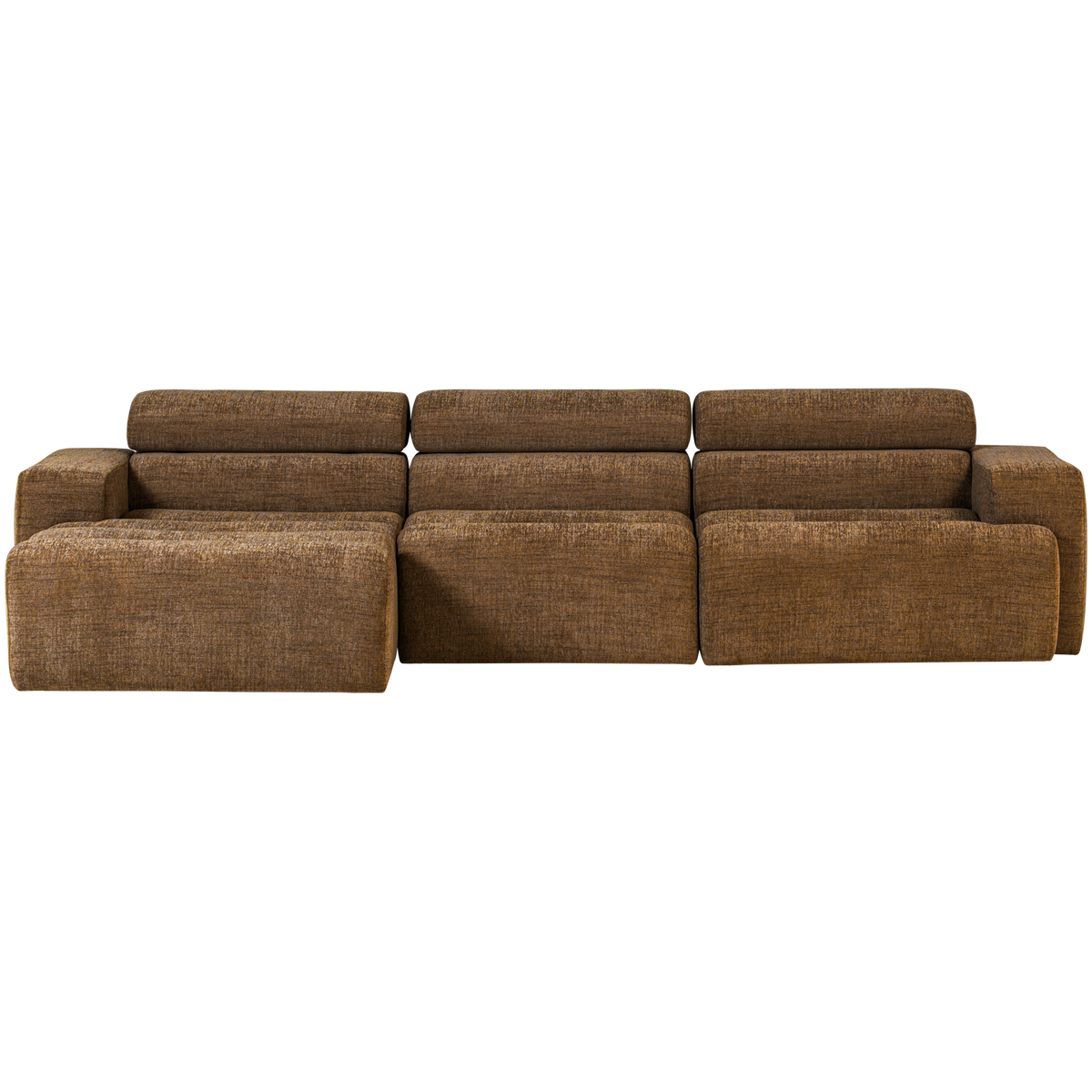 Woood | Chaise longue Novi links karamelbruin melange