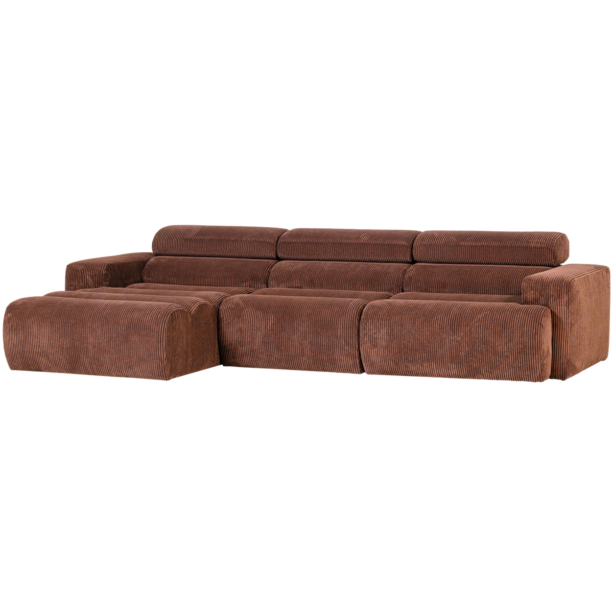 Woood | Chaise longue Novi links ribstof terra