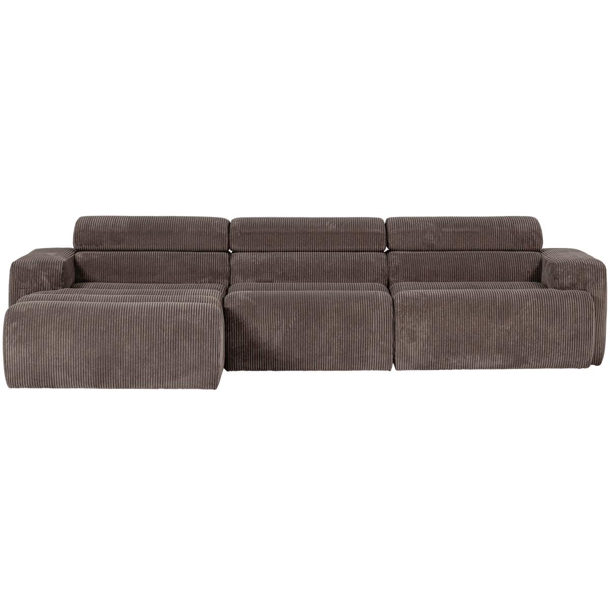 Woood | Chaise longue Novi links ribstof grijsbruin