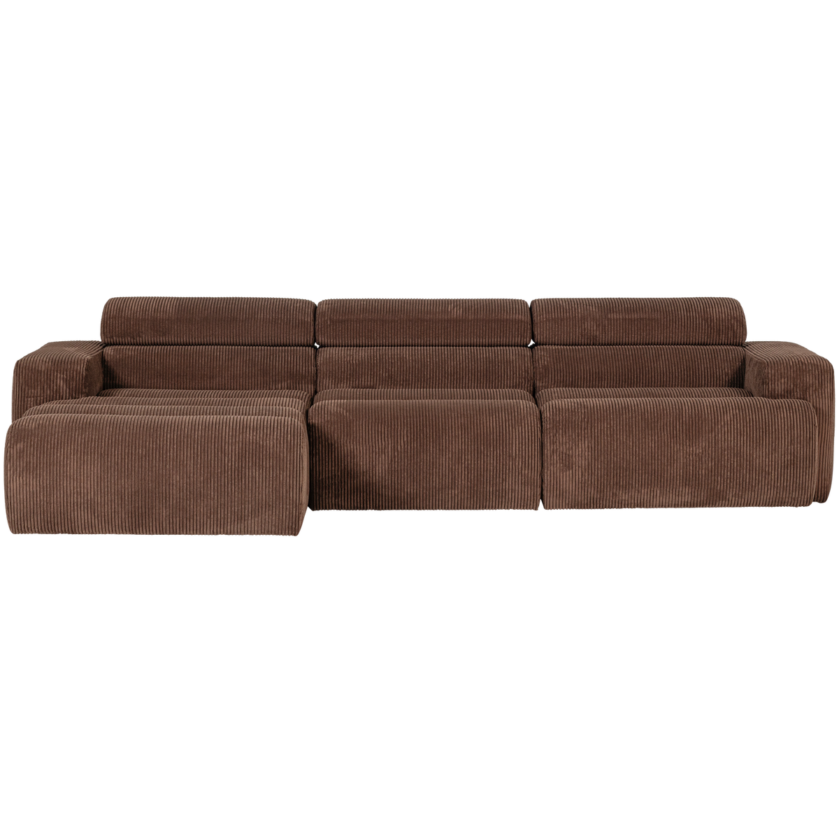 Woood | Chaise longue Novi links ribstof mokkabruin