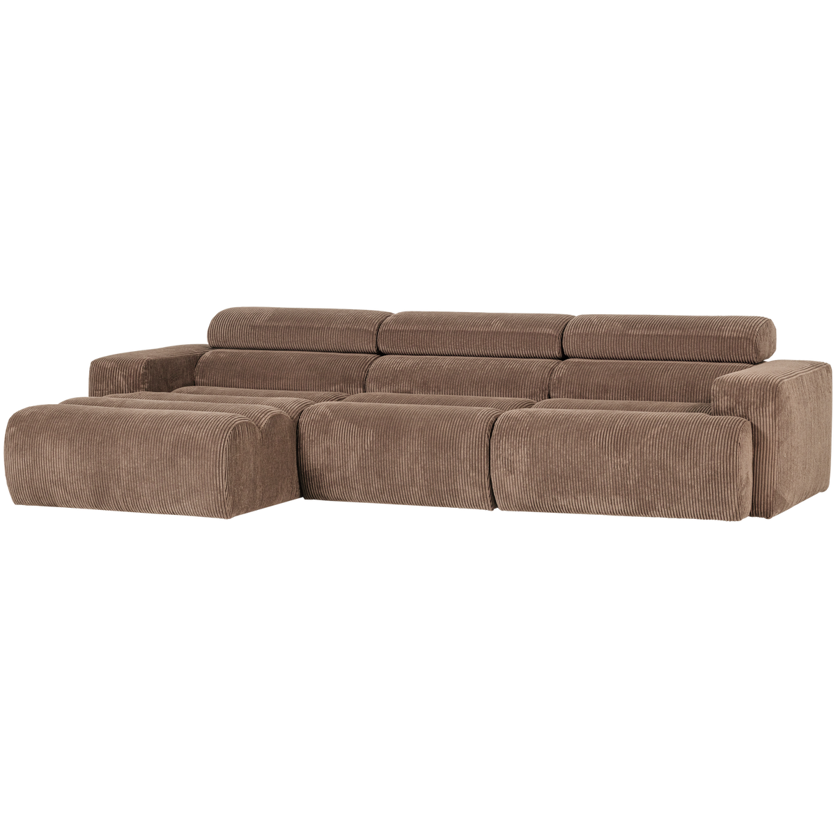 Woood | Chaise longue Novi links ribstof taupe