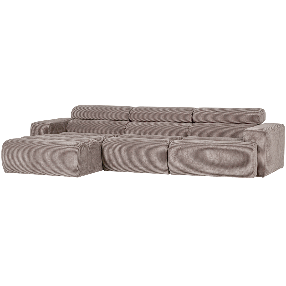 Woood | Chaise longue Novi links ribstof zand
