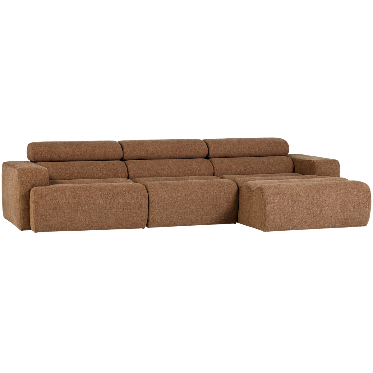 Woood | Chaise longue Novi rechts boucle karamelbruin