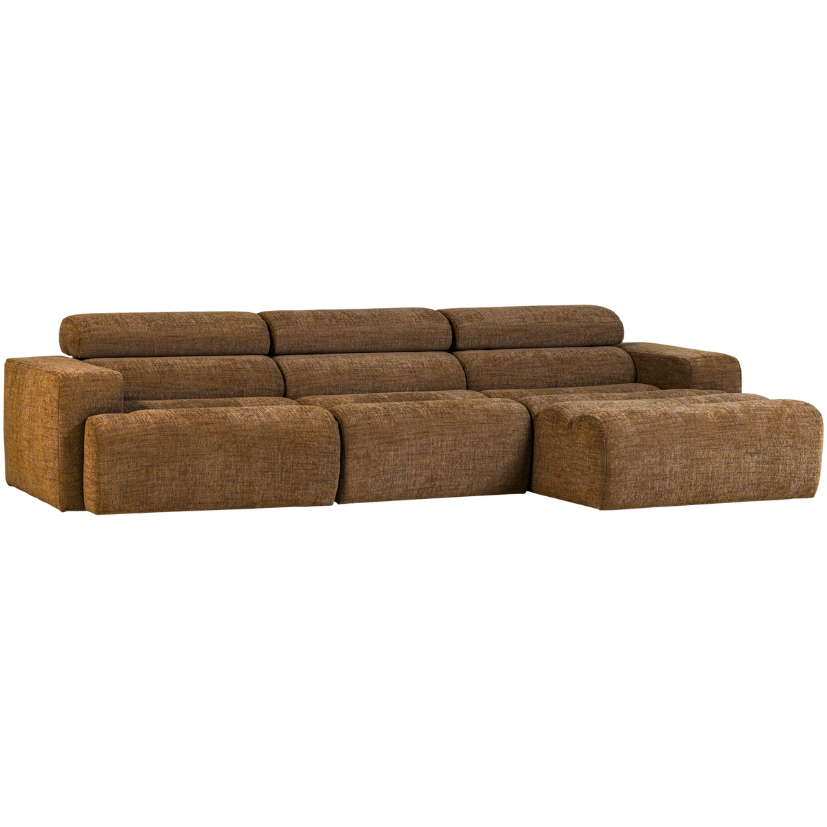 Woood | Chaise longue Novi rechts karamelbruin melange