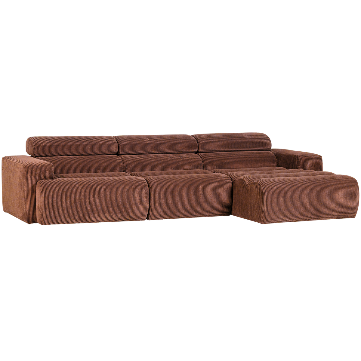 Woood | Chaise longue Novi rechts ribstof terra