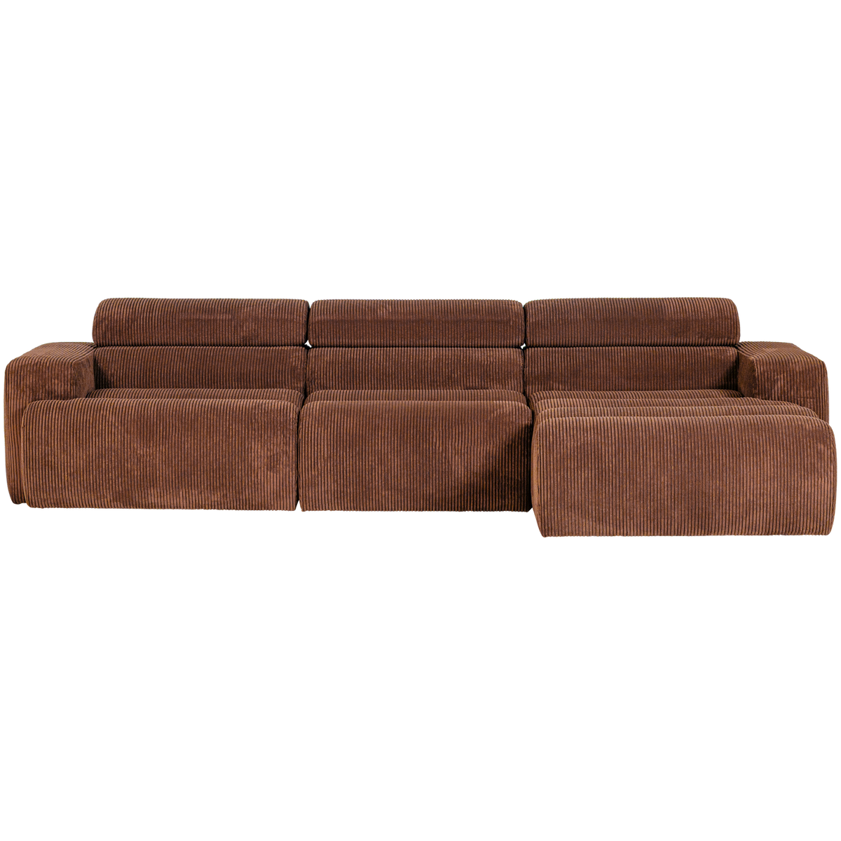Woood | Chaise longue Novi rechts ribstof terra