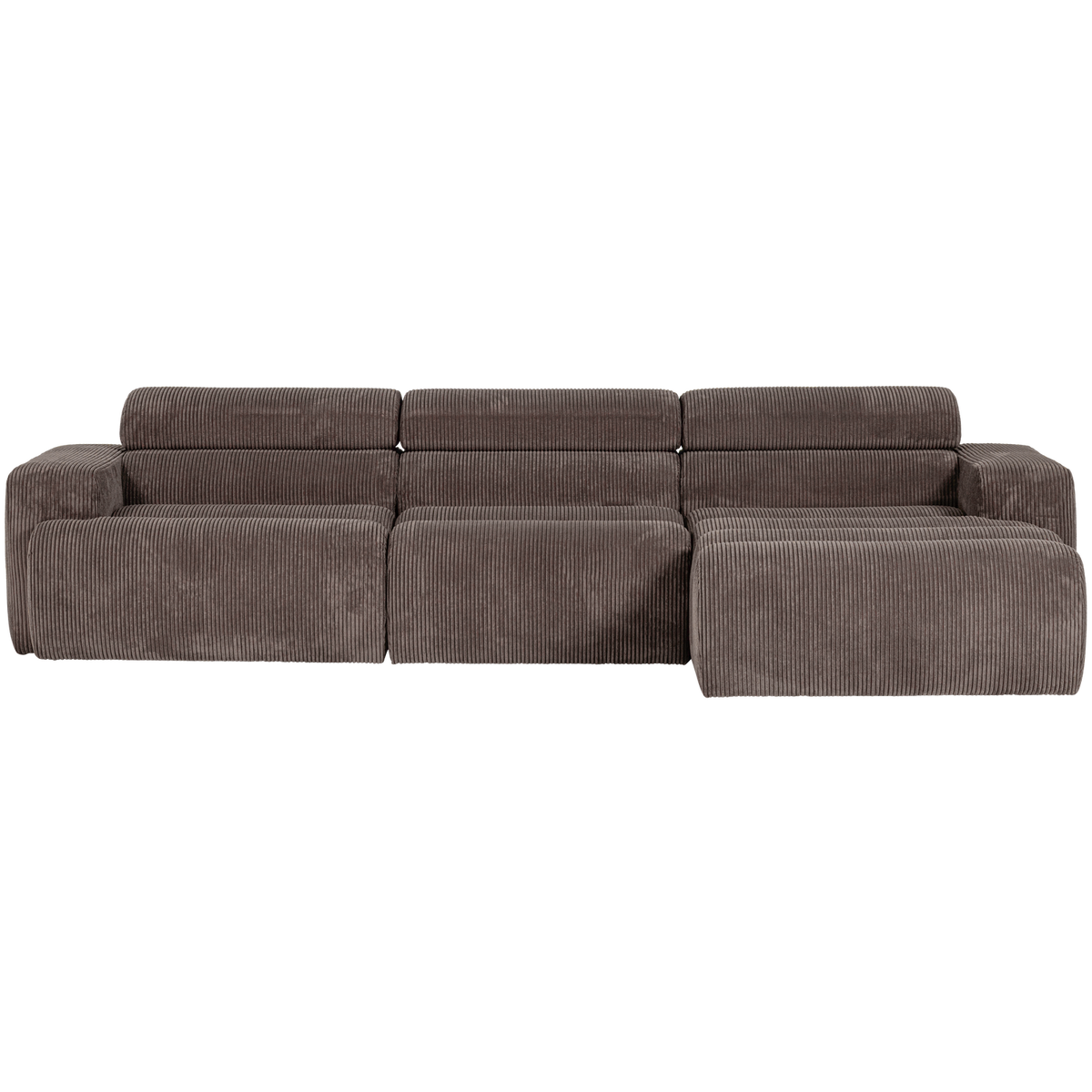 Woood | Chaise longue Novi rechts ribstof grijsbruin