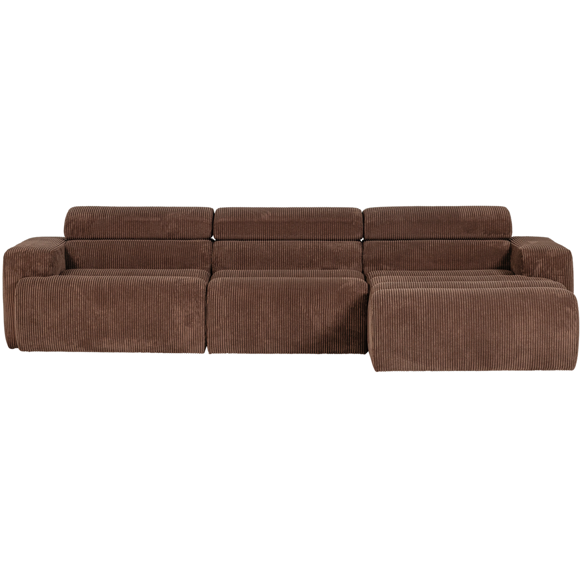 Woood | Chaise longue Novi rechts ribstof mokkabruin