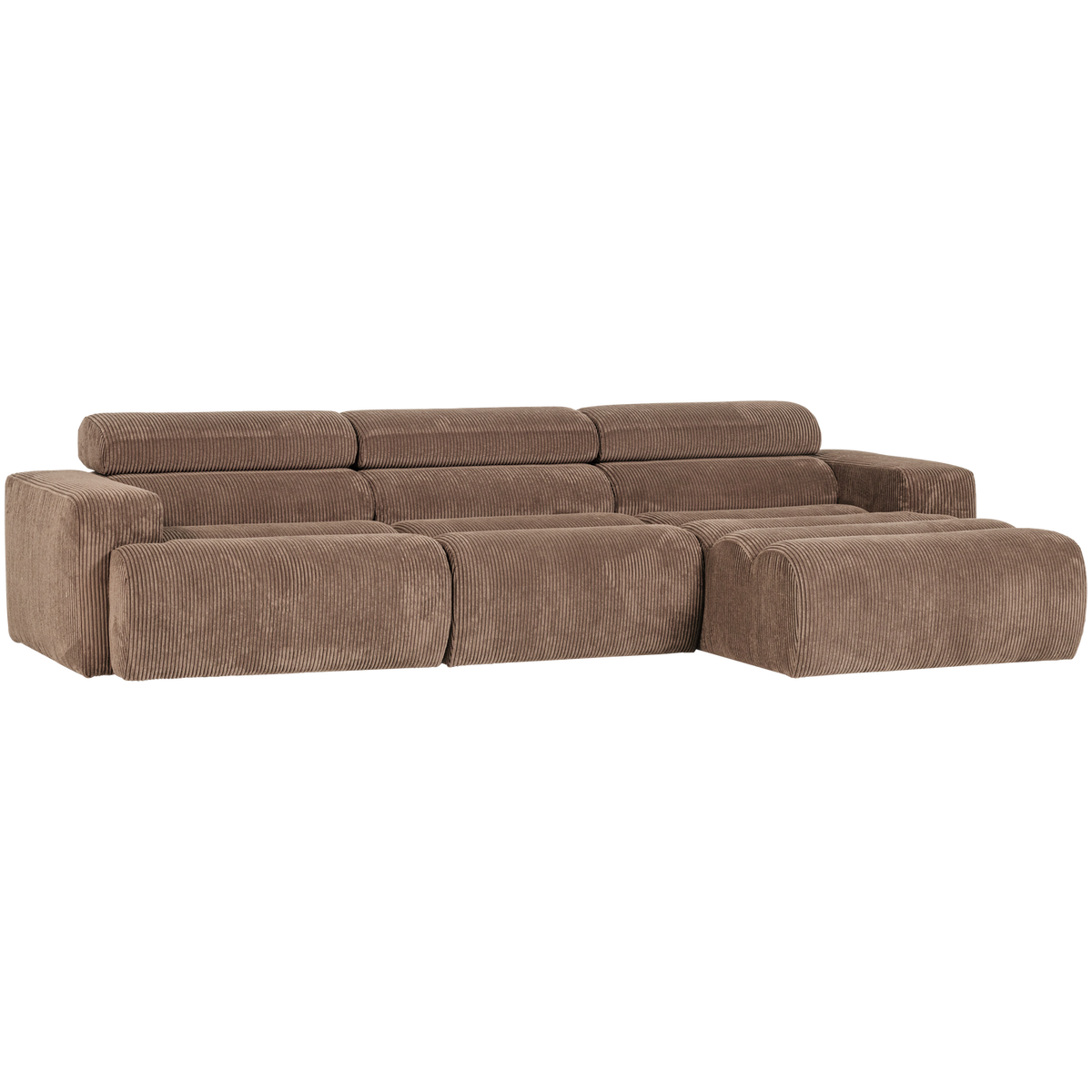 Woood | Chaise longue Novi rechts ribstof taupe