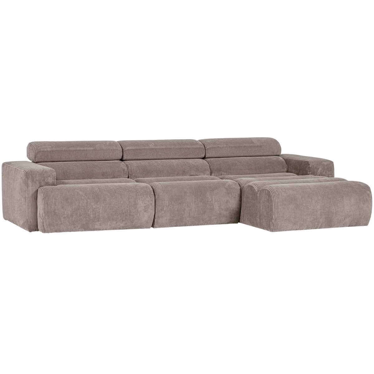 Woood | Chaise longue Novi rechts ribstof zand