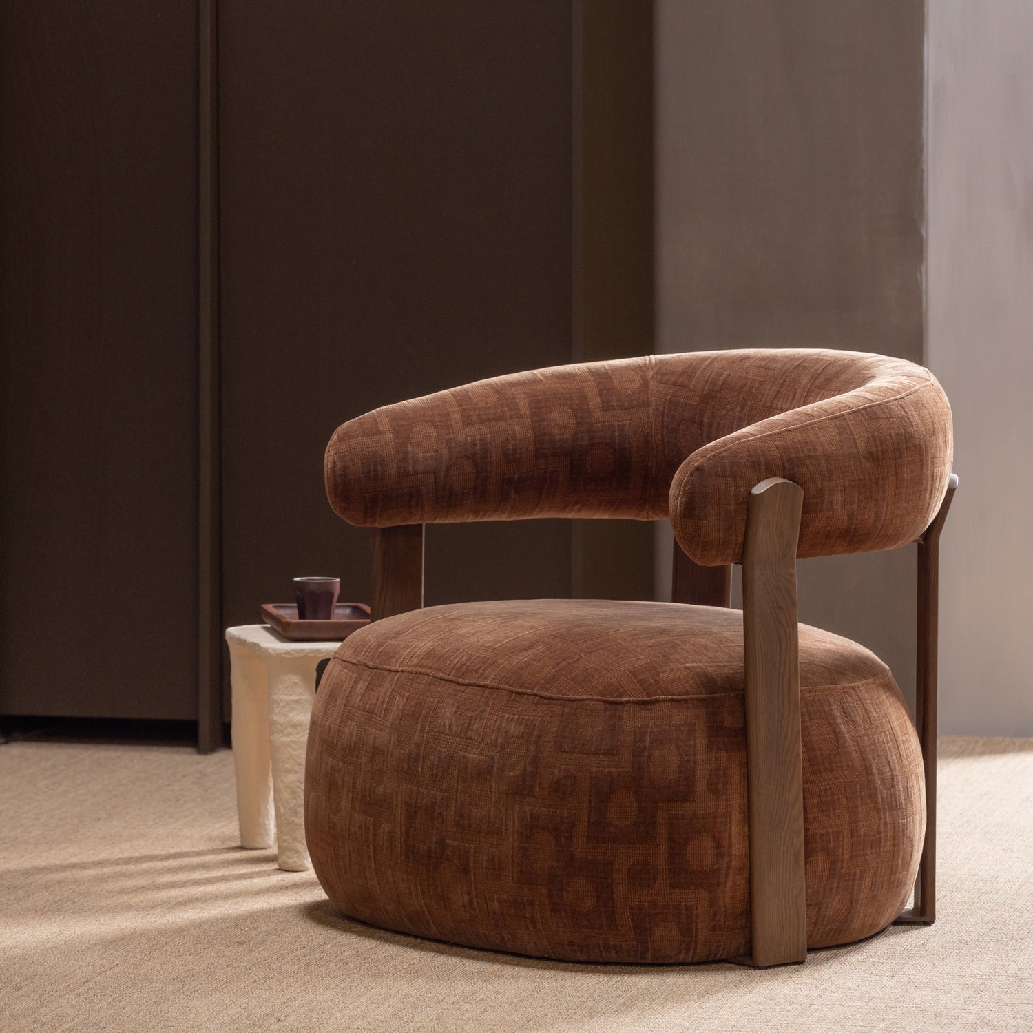 Woood | Fauteuil Foon 3d structuurstof bruin