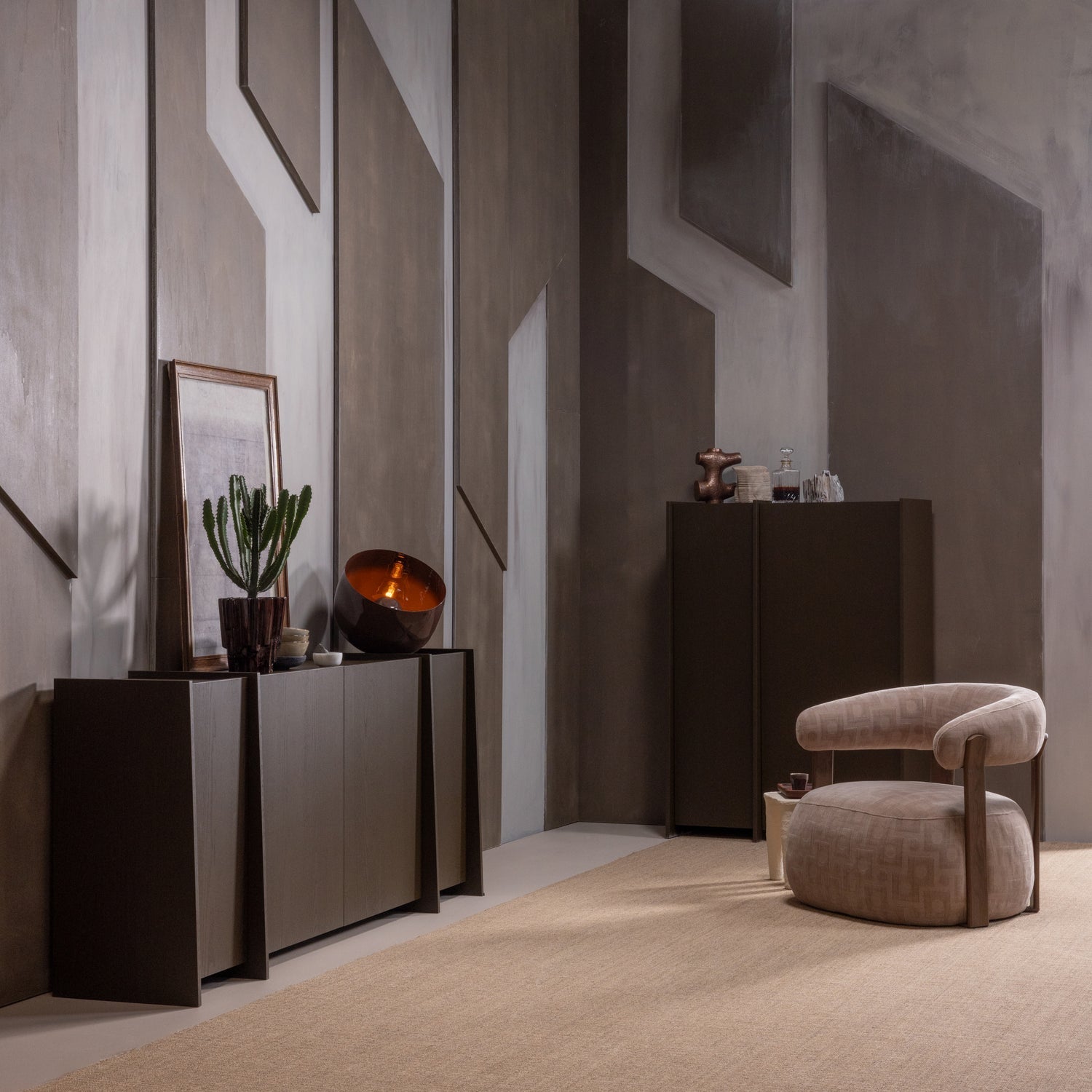 Woood | Fauteuil Foon 3d structuurstof zand