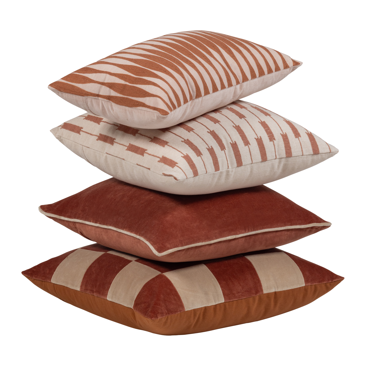 Woood | Kussens Zena roze roestbruin - set van 4