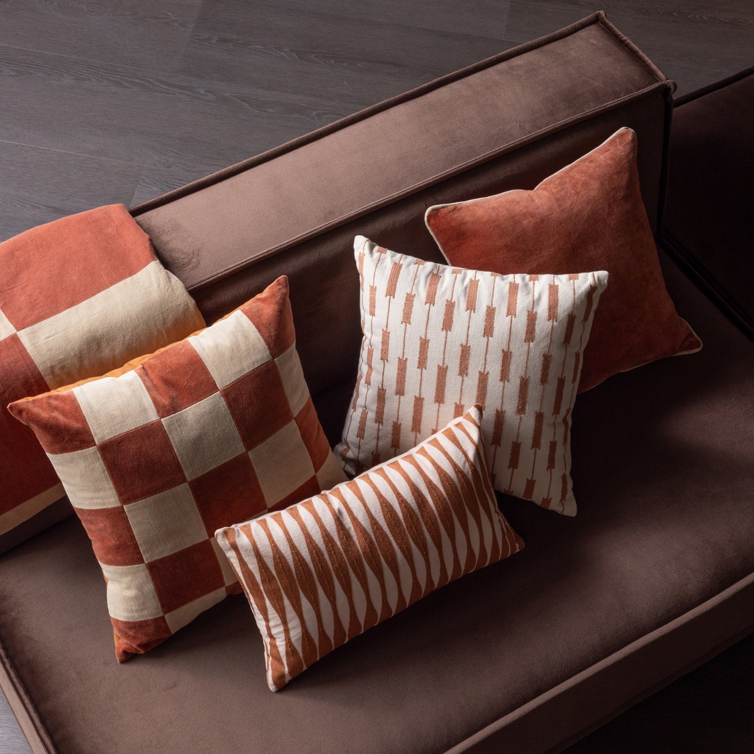 Woood | Kussens Zena roze roestbruin - set van 4