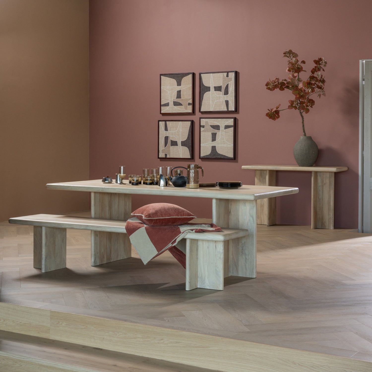 Woood | Plaid Zena velvet roestbruin/beige