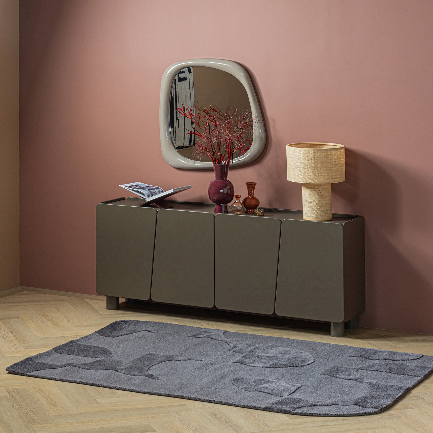 Woood | Vloerkleed Livo viscose/wol grijs