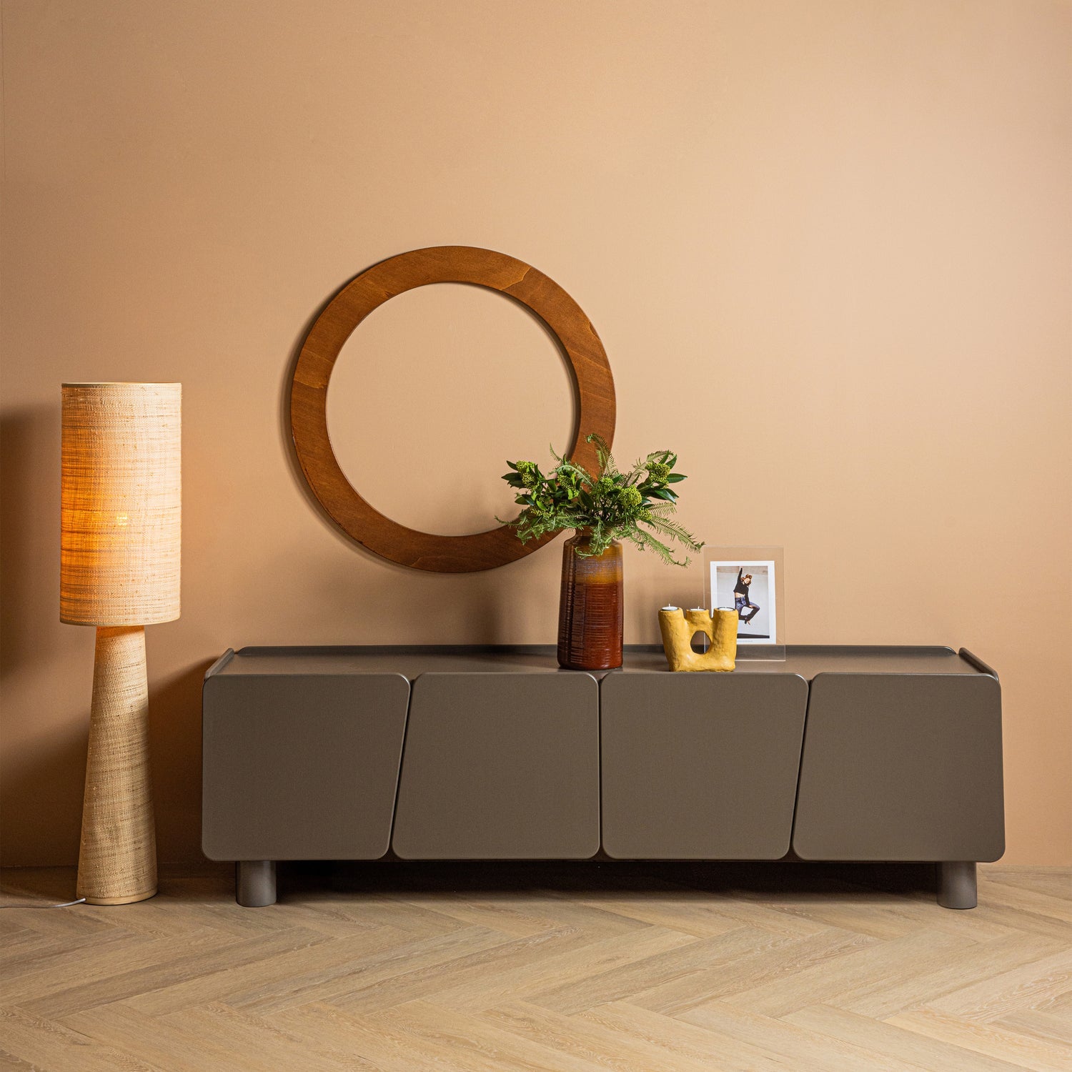 Woood | Vloerlamp Syro raffia naturel