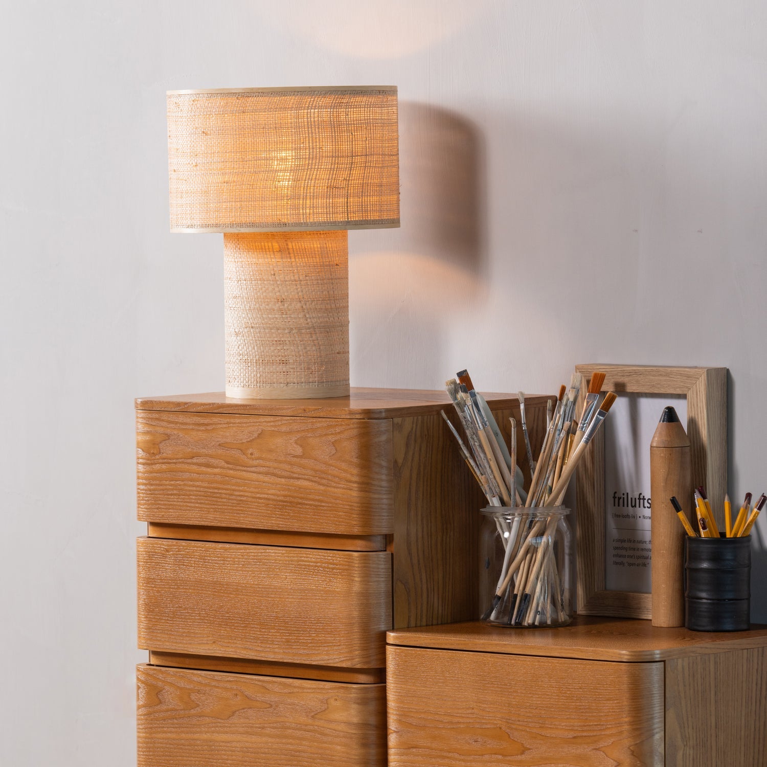 Woood | Tafellamp Syro raffia naturel
