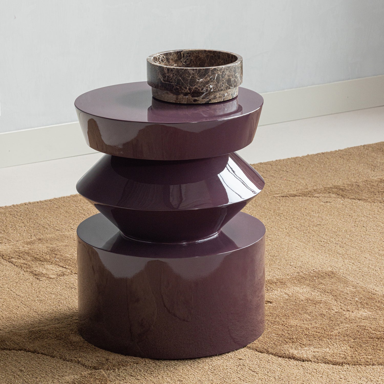 Woood | Bijzettafel Auren hout hoogglans paars/bruin